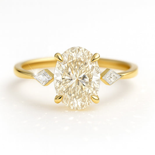 0.5 Carat Lab-Grown Oval Diamond Trilogy Engagement Ring