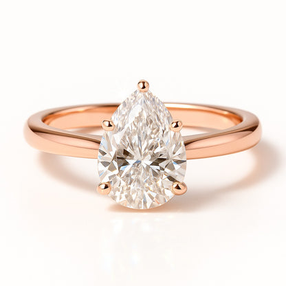 0.5 Carat Lab-Grown Pear Diamond Solitaire Engagement Ring 18k White Gold