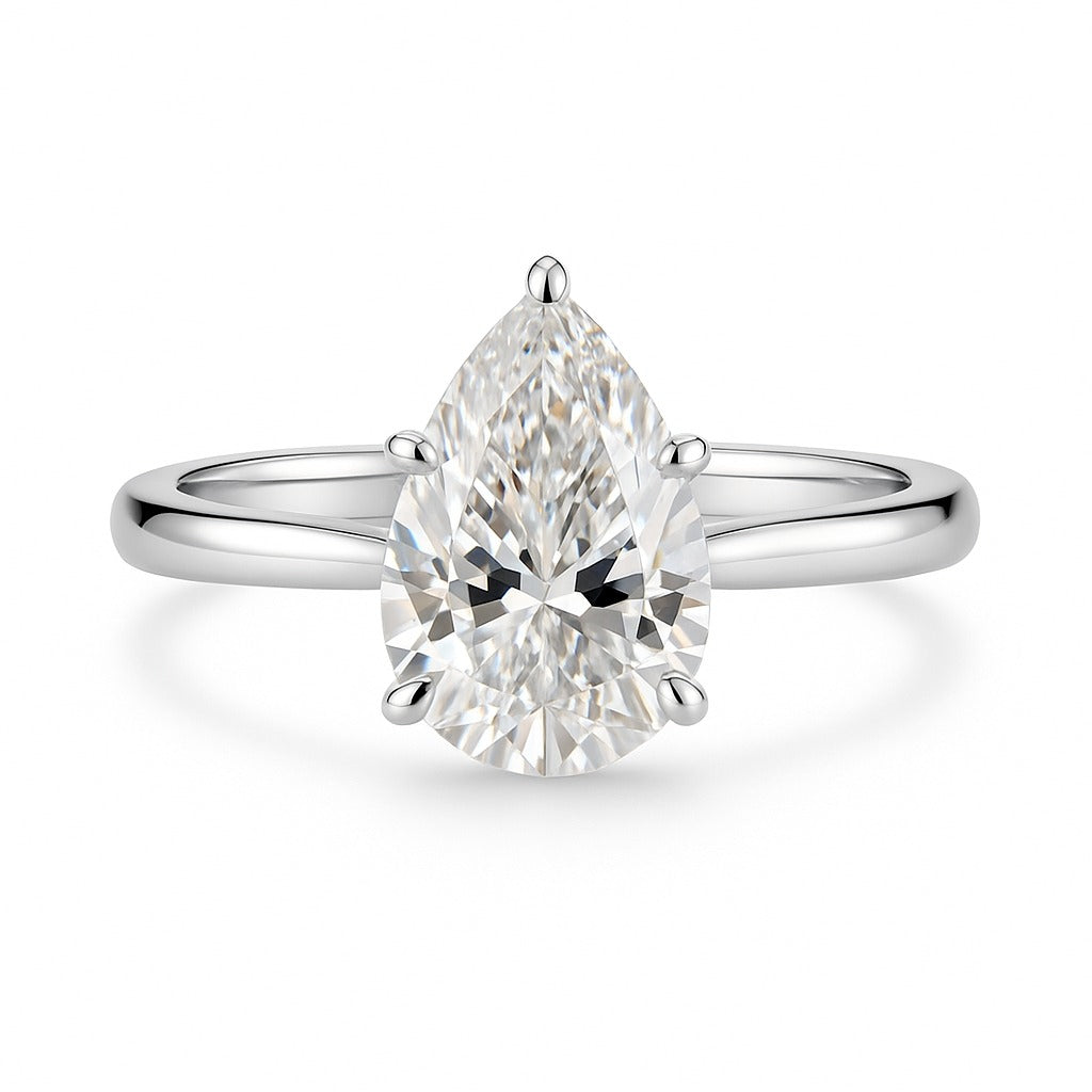 0.5 Carat Lab-Grown Pear Diamond Solitaire Engagement Ring 18k White Gold