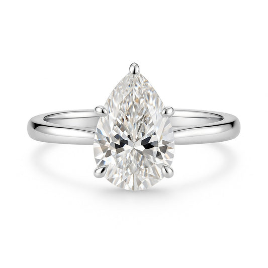 0.5 Carat Lab-Grown Pear Diamond Solitaire Engagement Ring 18k White Gold