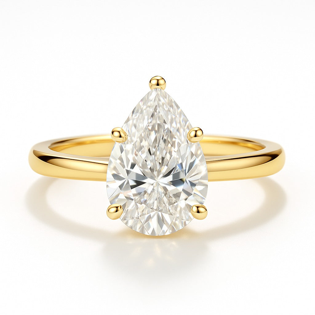 0.5 Carat Lab-Grown Pear Diamond Solitaire Engagement Ring 18k White Gold