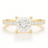 0.5 Carat Lab-Grown Princess Diamond Band Engagement Ring - 18K White Gold