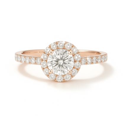 0.5 Carat Lab-Grown Round Diamond Halo Engagement Ring