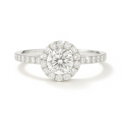 0.5 Carat Lab-Grown Round Diamond Halo Engagement Ring