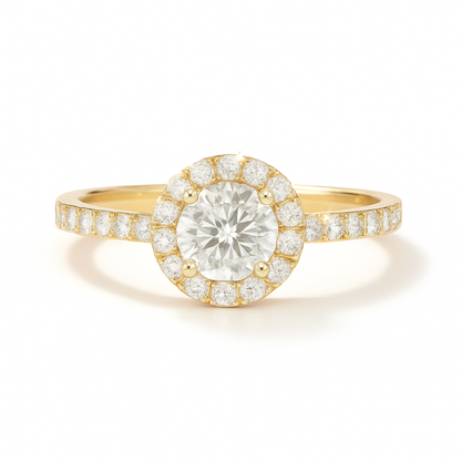 0.5 Carat Lab-Grown Round Diamond Halo Engagement Ring