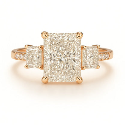 0.5 Carat Lab-Grown Trilogy Engagement Ring – Radiant Cut Diamond