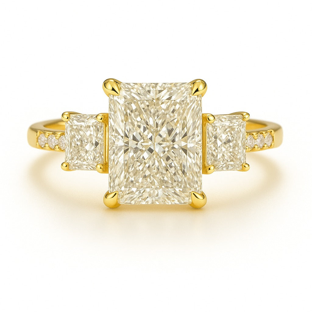 0.5 Carat Lab-Grown Trilogy Engagement Ring – Radiant Cut Diamond