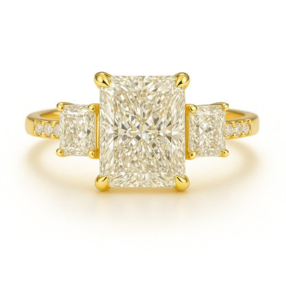 0.5 Carat Lab-Grown Trilogy Engagement Ring – Radiant Cut Diamond