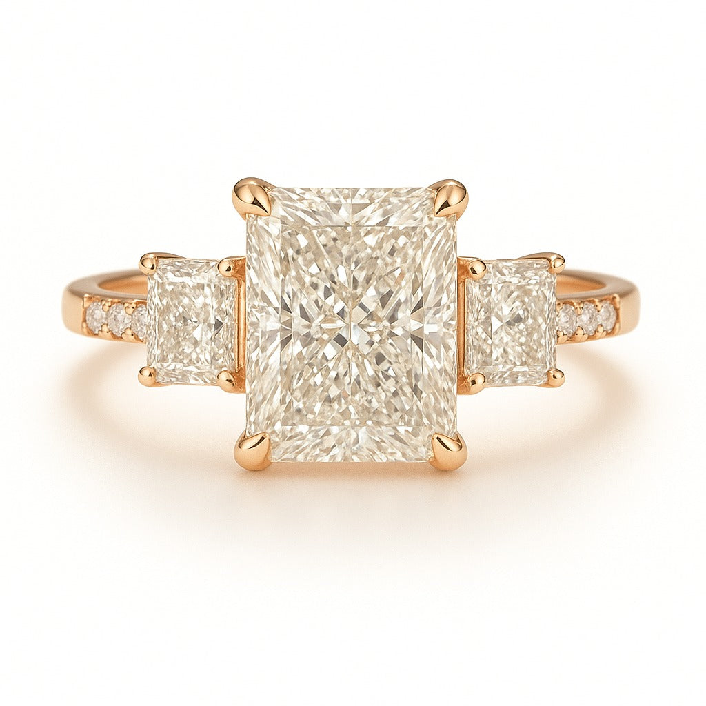 0.5 Carat Lab-Grown Trilogy Engagement Ring – Radiant Cut Diamond
