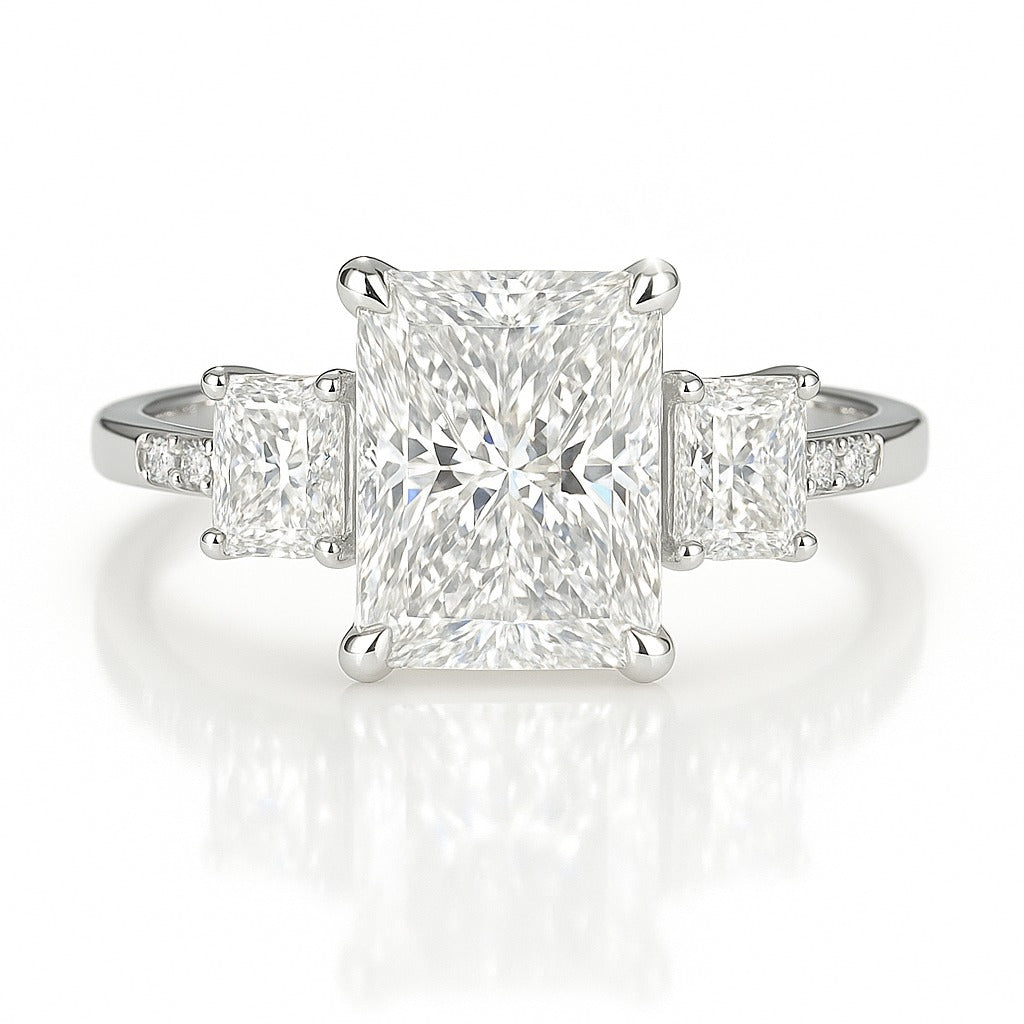 0.5 Carat Lab-Grown Trilogy Engagement Ring – Radiant Cut Diamond