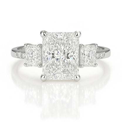 0.5 Carat Lab-Grown Trilogy Engagement Ring – Radiant Cut Diamond