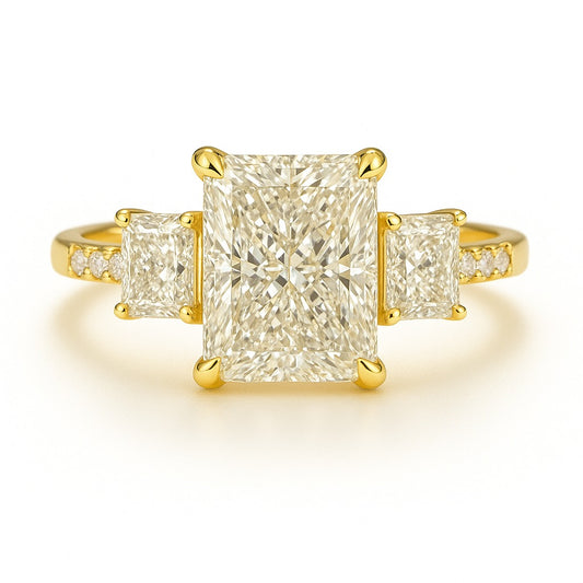 0.5 Carat Lab-Grown Trilogy Engagement Ring – Radiant Cut Diamond