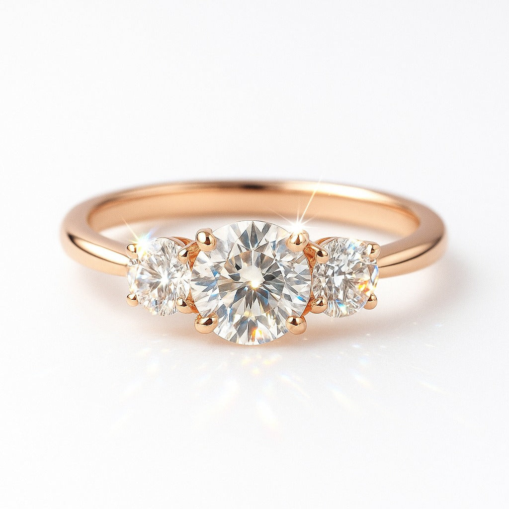 0.5 Carat Lab-Grown Trilogy Engagement Ring – Round Brilliant Diamonds