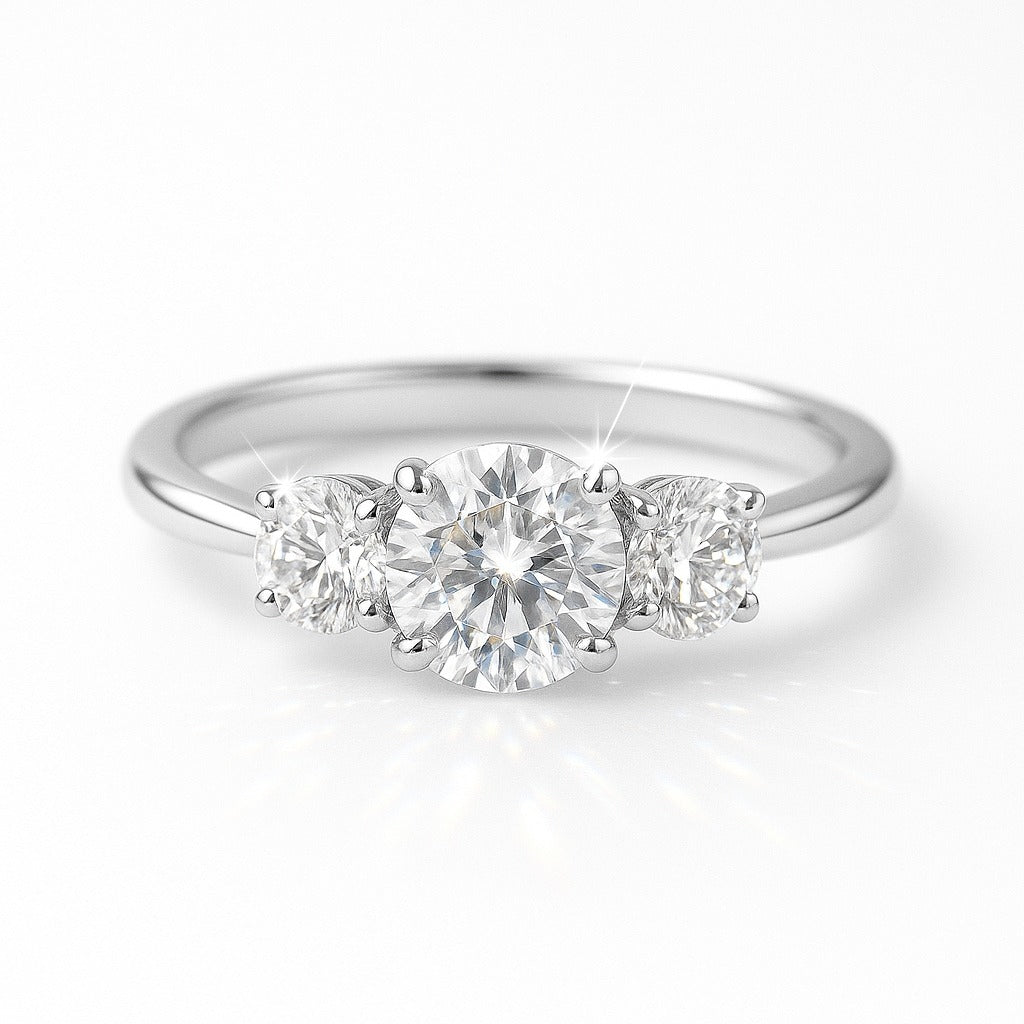 0.5 Carat Lab-Grown Trilogy Engagement Ring – Round Brilliant Diamonds