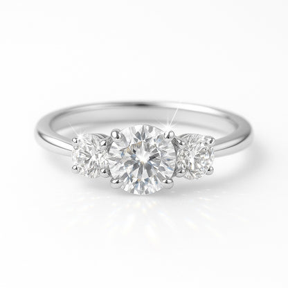 0.5 Carat Lab-Grown Trilogy Engagement Ring – Round Brilliant Diamonds