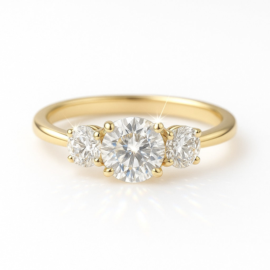 0.5 Carat Lab-Grown Trilogy Engagement Ring – Round Brilliant Diamonds