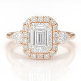 0.5 Carat Lab-Grown Trilogy Engagement Ring in Emerald Cut Diamond – 18k White Gold
