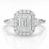 0.5 Carat Lab-Grown Trilogy Engagement Ring in Emerald Cut Diamond – 18k White Gold