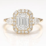 0.5 Carat Lab-Grown Trilogy Engagement Ring in Emerald Cut Diamond – 18k White Gold