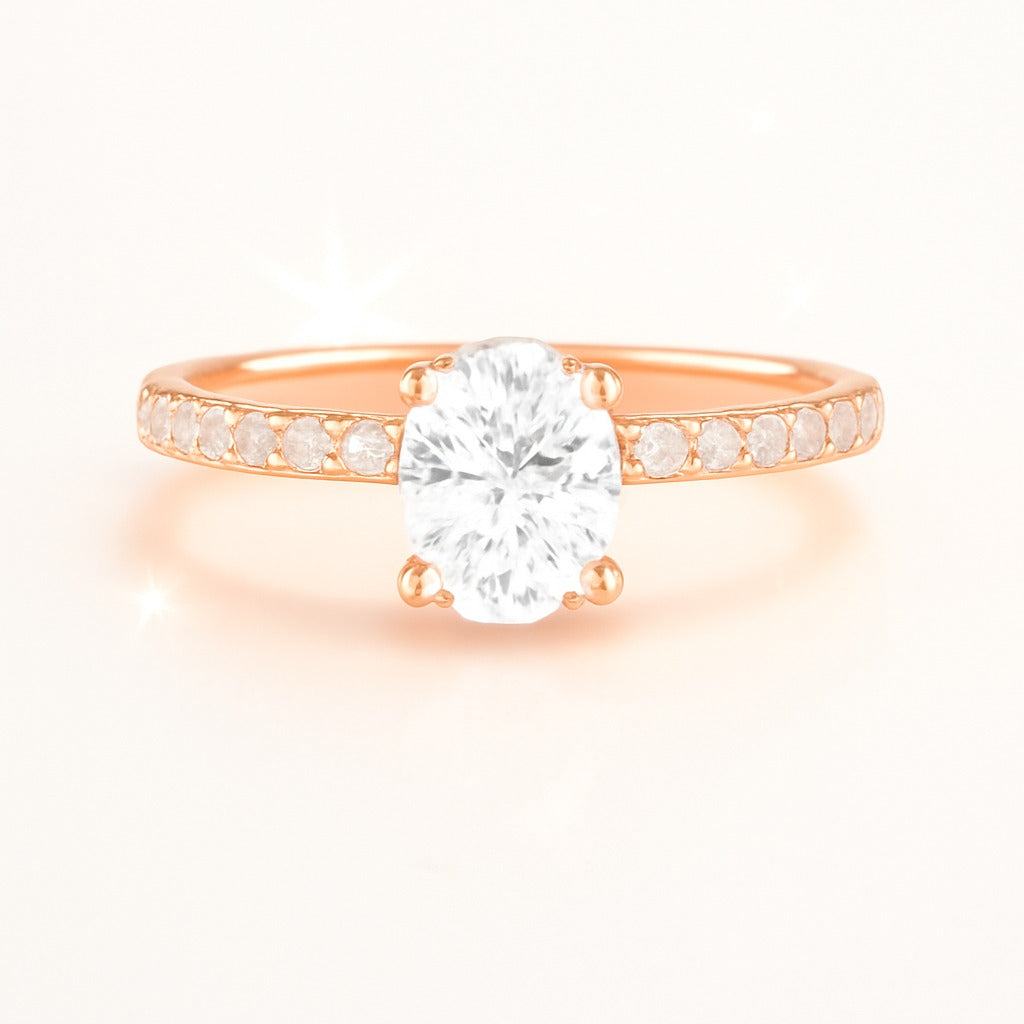 0.5 Carat Oval Lab-Grown Diamond Band Engagement Ring