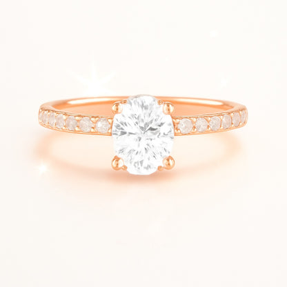 0.5 Carat Oval Lab-Grown Diamond Band Engagement Ring