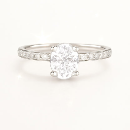 0.5 Carat Oval Lab-Grown Diamond Band Engagement Ring