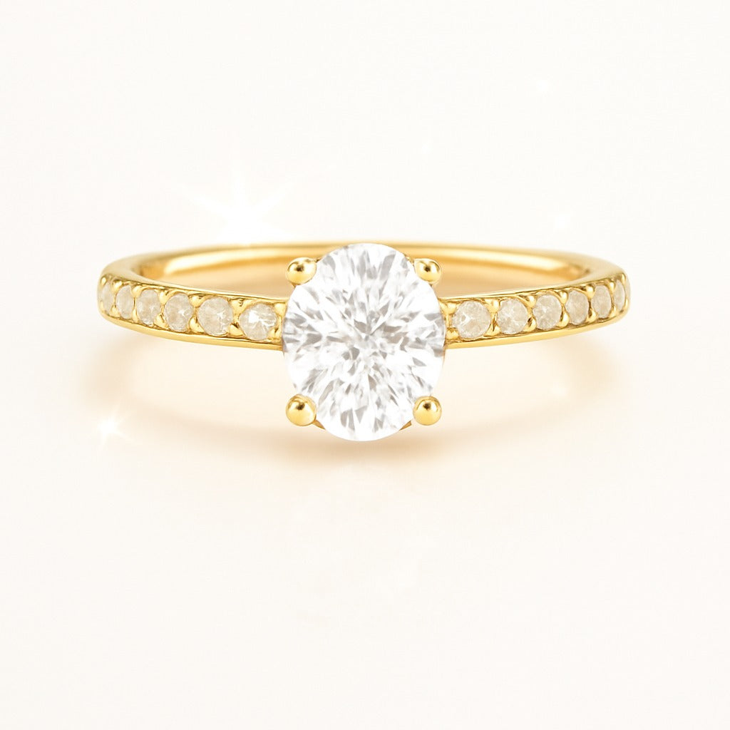 0.5 Carat Oval Lab-Grown Diamond Band Engagement Ring