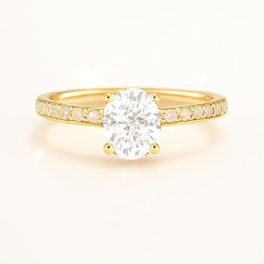0.5 Carat Oval Lab-Grown Diamond Band Engagement Ring