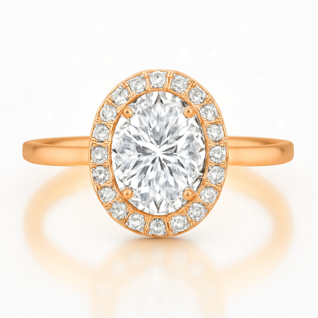 0.5 Carat Oval Lab-Grown Diamond Halo Engagement Ring