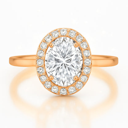 0.5 Carat Oval Lab-Grown Diamond Halo Engagement Ring