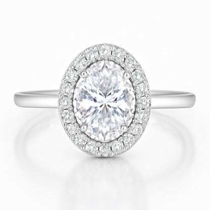 0.5 Carat Oval Lab-Grown Diamond Halo Engagement Ring