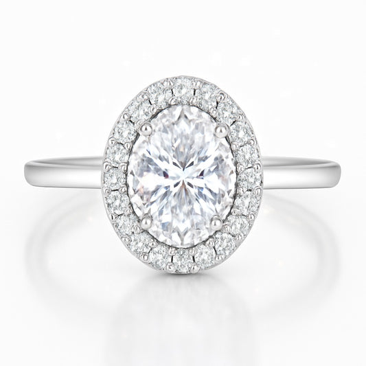 0.5 Carat Oval Lab-Grown Diamond Halo Engagement Ring