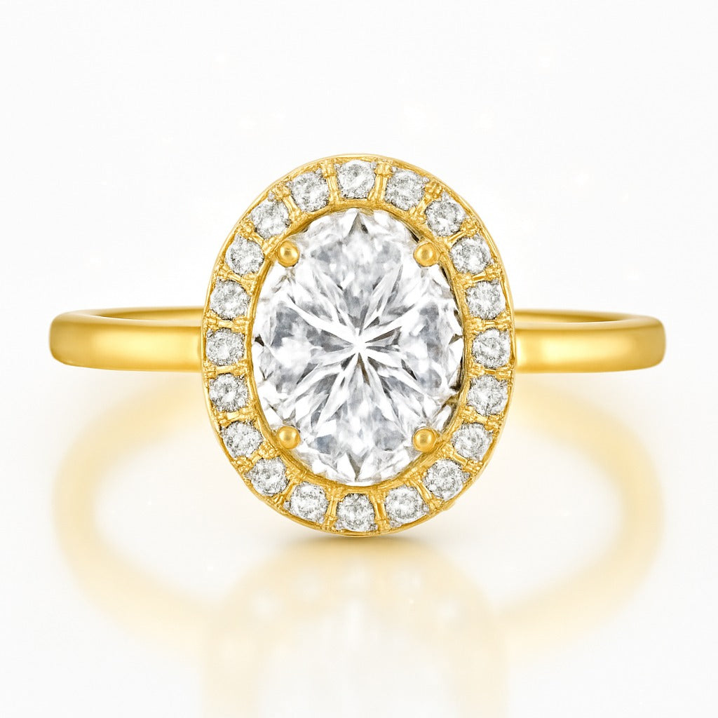 0.5 Carat Oval Lab-Grown Diamond Halo Engagement Ring