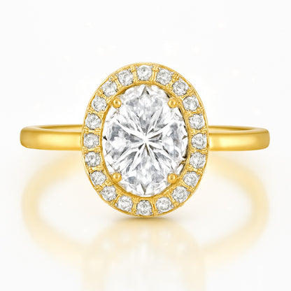 0.5 Carat Oval Lab-Grown Diamond Halo Engagement Ring