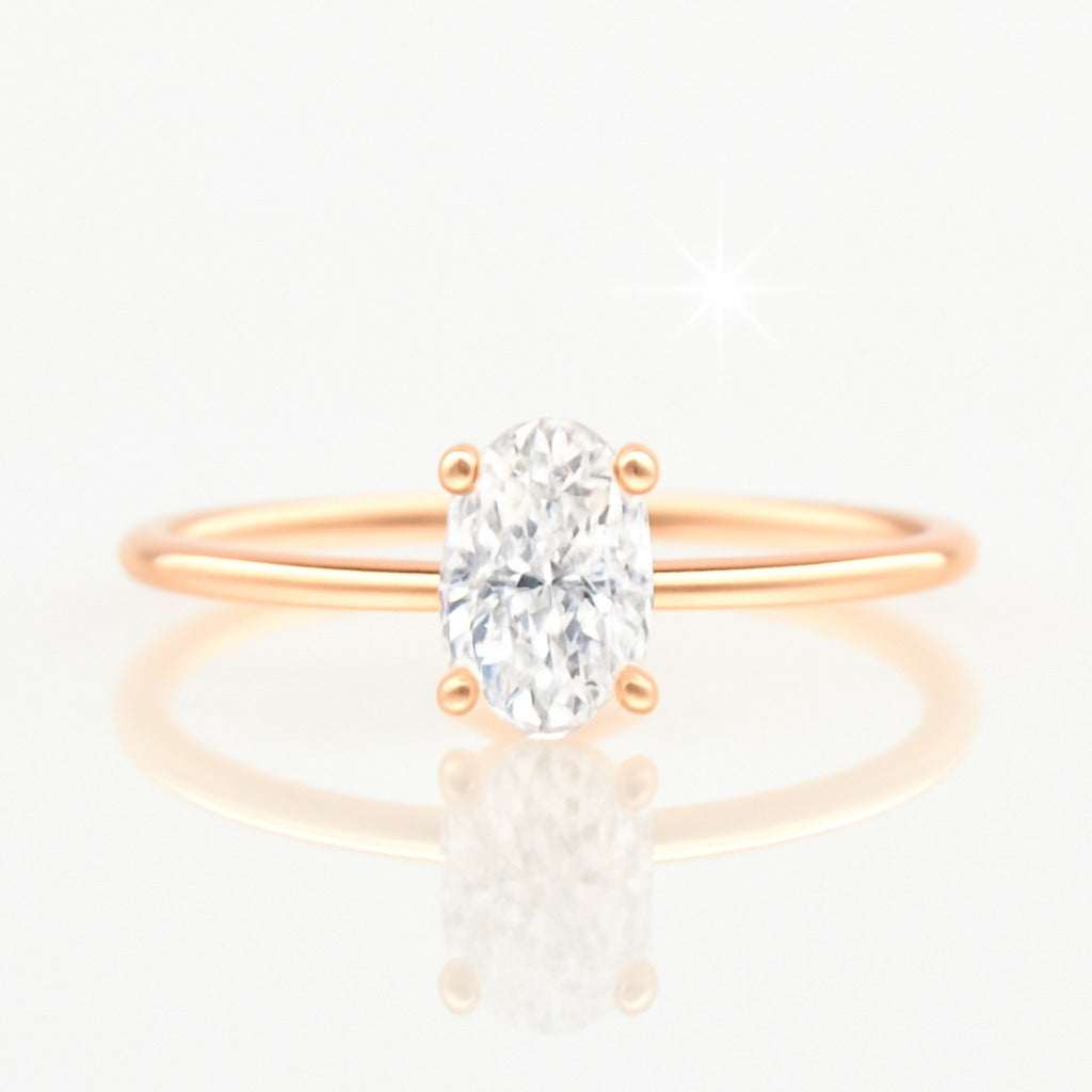 0.5 Carat Oval Lab-Grown Diamond Solitaire Engagement Ring