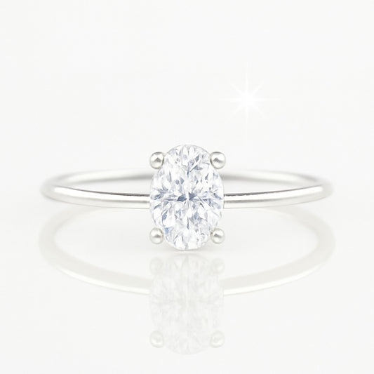0.5 Carat Oval Lab-Grown Diamond Solitaire Engagement Ring