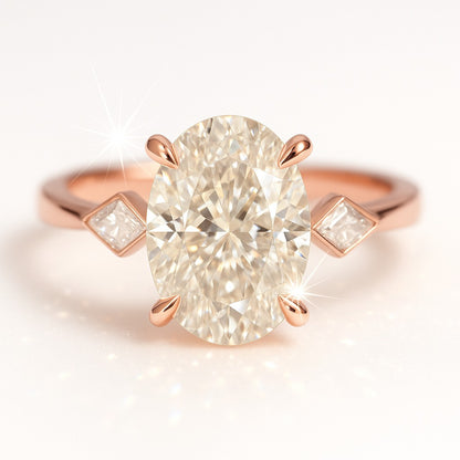 0.5 Carat Oval Lab-Grown Trilogy Engagement Ring