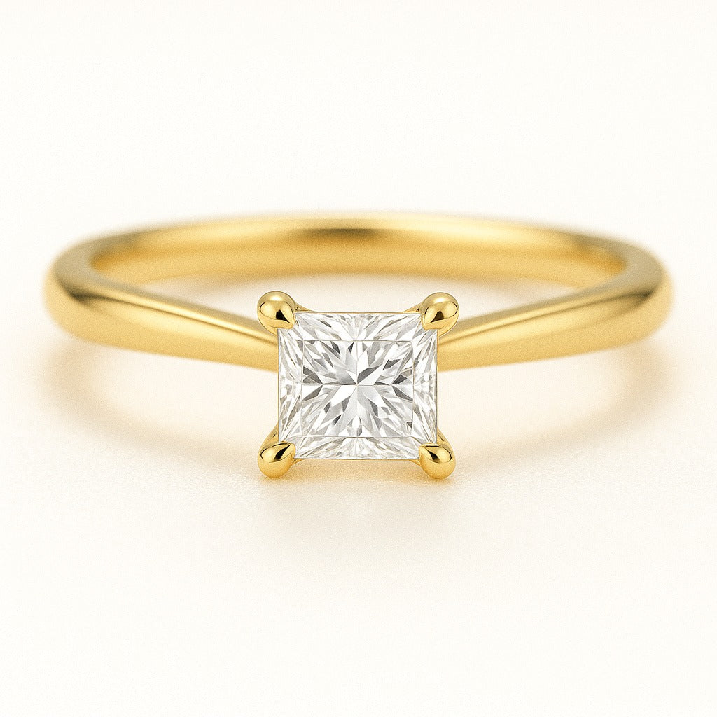 0.5 Carat Princess Cut Lab-Grown Diamond Solitaire Engagement Ring  - 18k White Gold