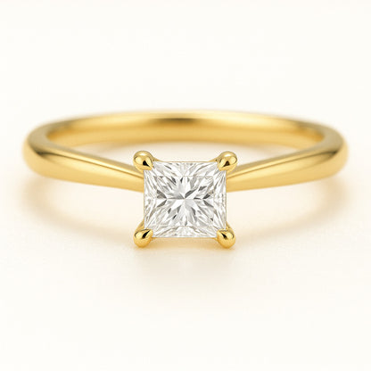 0.5 Carat Princess Cut Lab-Grown Diamond Solitaire Engagement Ring  - 18k White Gold
