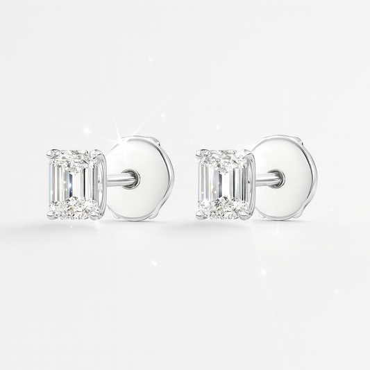 0.5ct Each Emerald Lab-Grown Diamond Stud Earrings in 18k White Gold