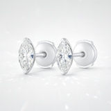 0.5 Carats - Each Marquise Lab-Grown Diamond Stud Earrings - 18k White Gold
