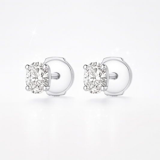 0.5ct Each Round Lab-Grown Diamond Stud Earrings in 18K White Gold
