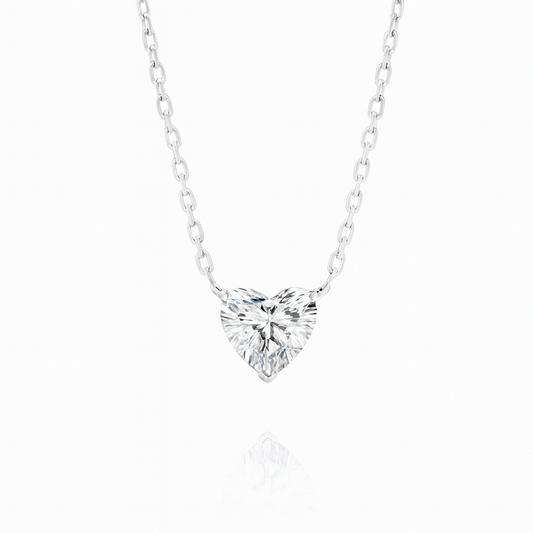 0.5ct - Heart Diamond Pendant in 18k White Gold