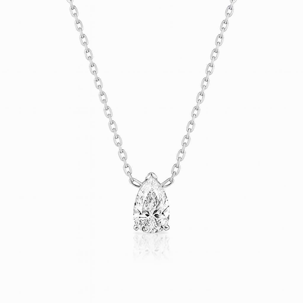 0.5ct Pear Diamond Pendant in 18k White Gold