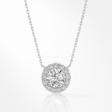 1.2ct - Round Diamond Halo Pendant – 18k White Gold