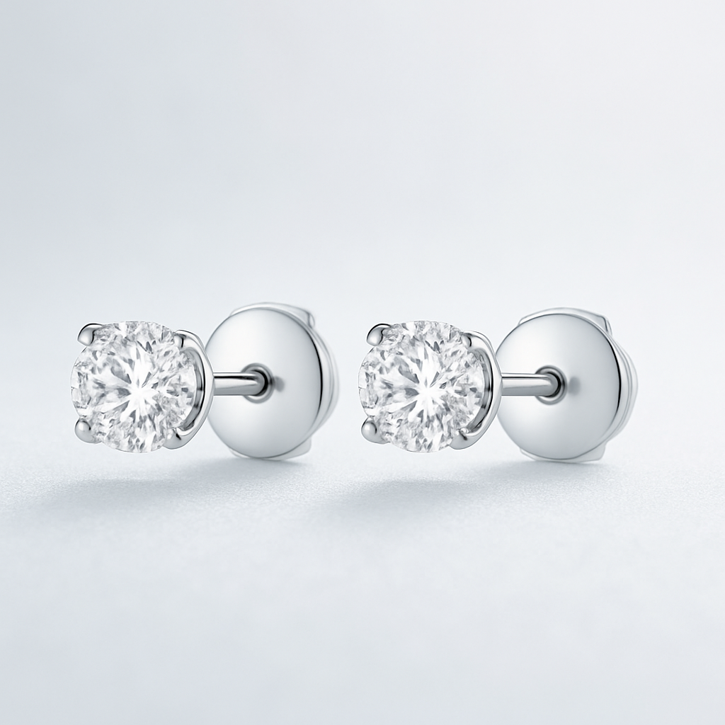 0.7ct Each Round Lab-Grown Diamond Stud Earrings - 18k White Gold (1.4ct Total)