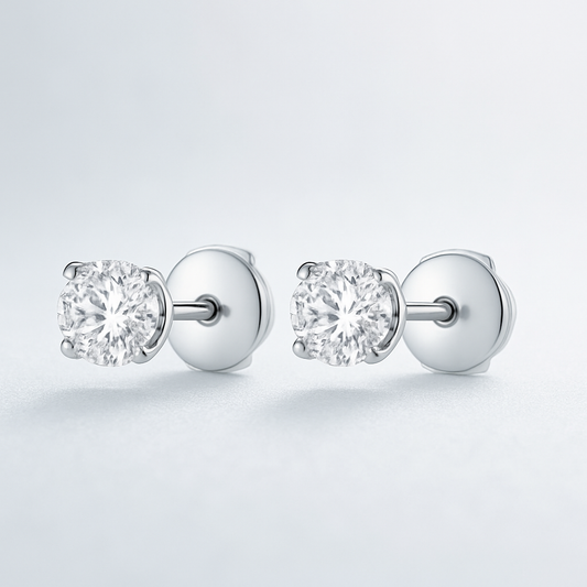0.7ct Each Round Lab-Grown Diamond Stud Earrings - 18k White Gold (1.4ct Total)