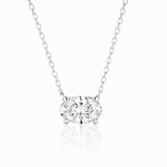 0.7ct - Oval Diamond Pendant in 18k White Gold