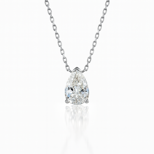 0.7ct - Pear Diamond Pendant in 18k White Gold