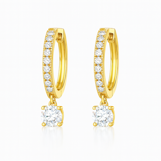 1.2ct Lab Grown Diamond Hoop Earrings - 18k Yellow Gold
